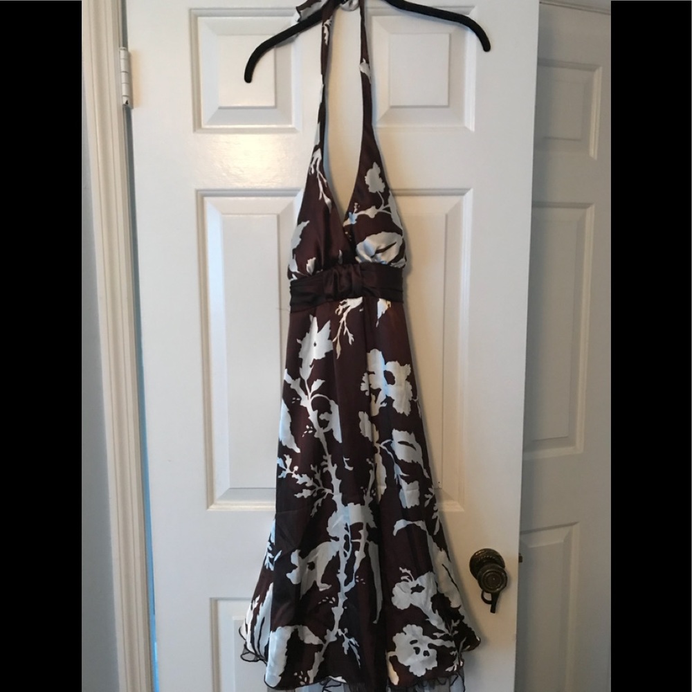 Silk below knee halter dress
